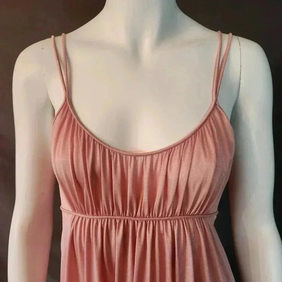 Vintage 70s Blush Pink Empire Waist Slip Nightgown Dress S - Picture 12 of 13